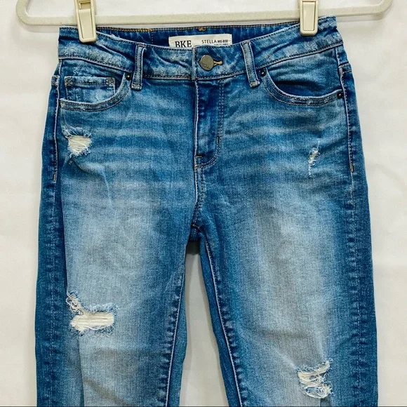 BKE STELLA MID RISE SLIM FIT ANKLE DISTRESSED JEANS - Picture 2 of 12